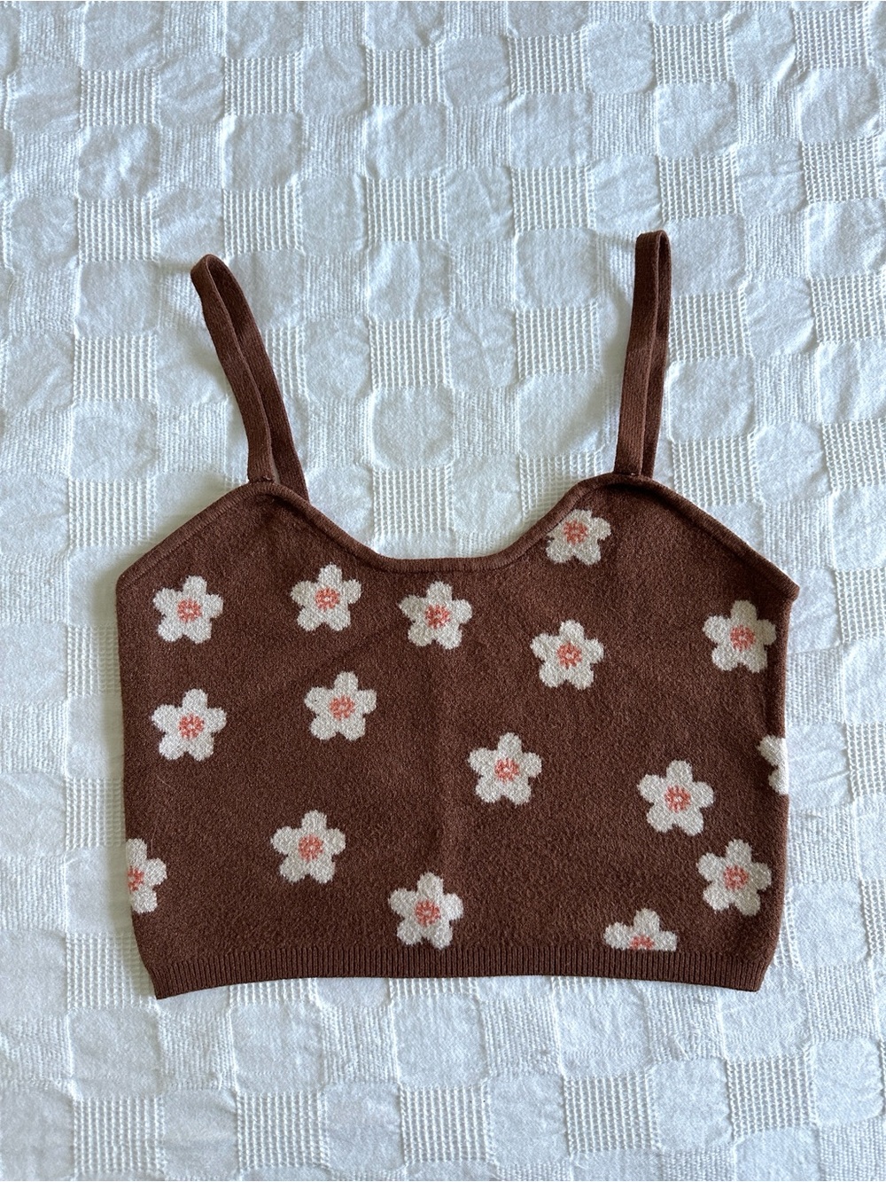 Altar'd State Brown Floral Knit Crop Tank